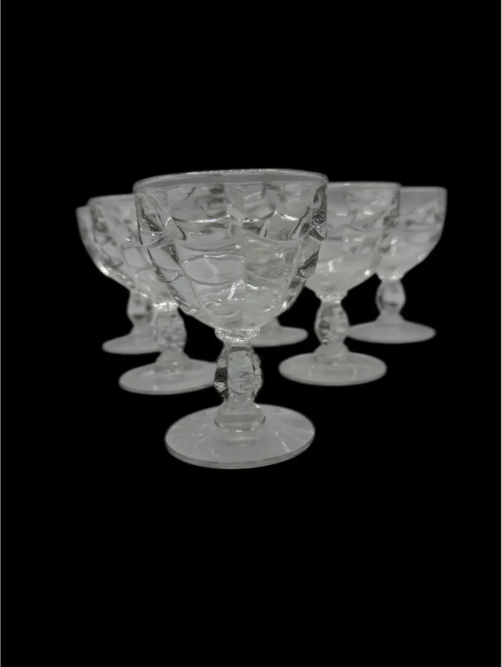 Vintage 1940s Pressed Glass Barware Set: Cambridge Cascade Clear 6 Cordial Glass